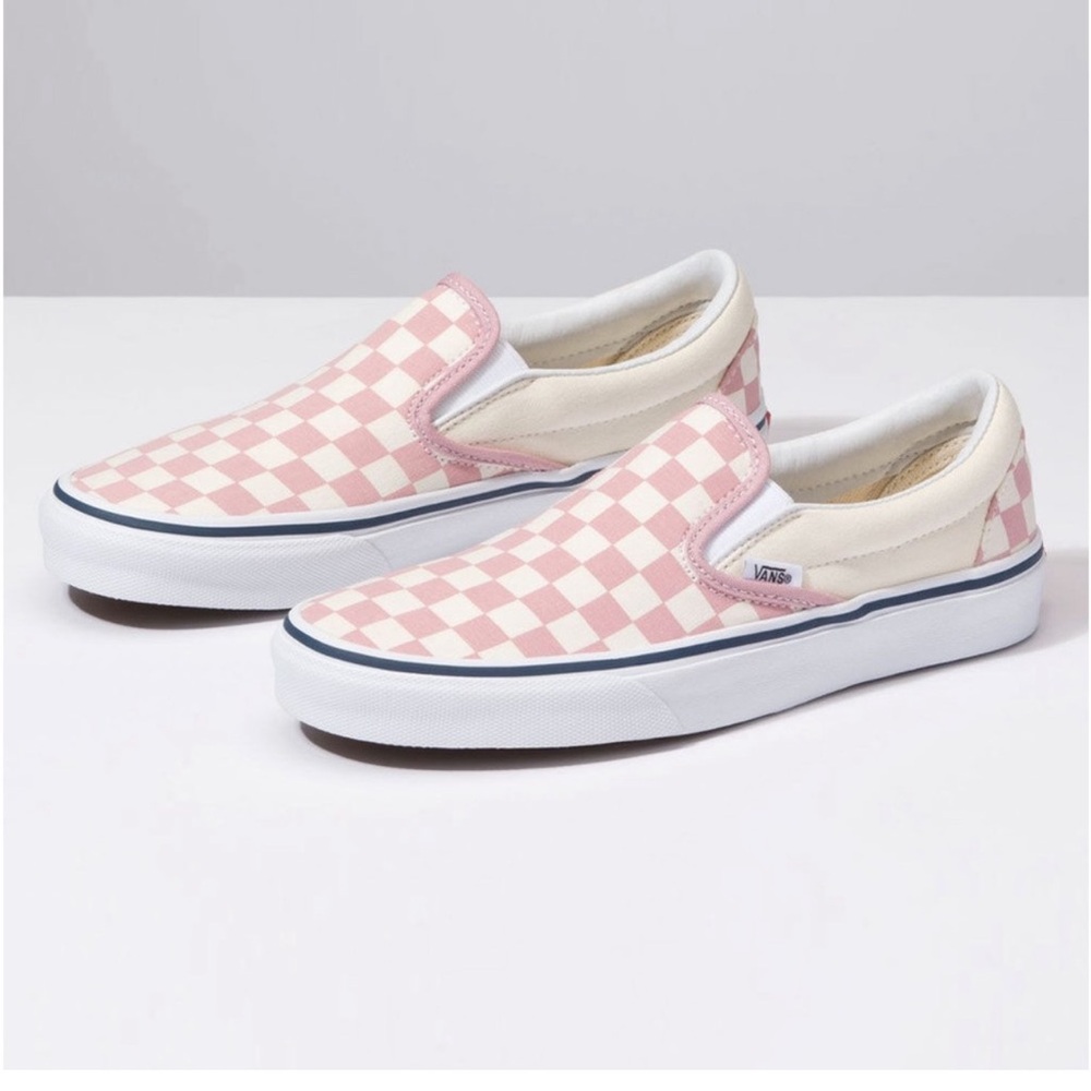 Vans Pink Checkered Slip-On Shoes